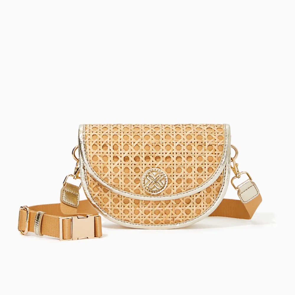 Lilly Pulitzer Gold Straw Crossbody — Resort Chic Summer Bag /Two straps(NWT)